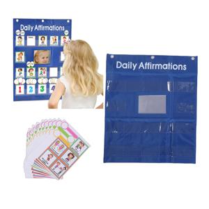 매일 긍정적인 말을 하기 위한 포켓 차트 긍정적 확언 거울 3세 이상 어린이를 위한 카드 10장이 포함된 차분한 코너 장식