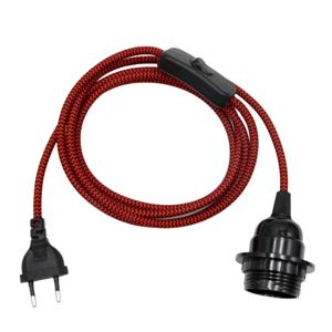 220V AC EU 플러그 전원 코드, 패브릭 커버 케이블(온/오프 스위치 포함), E27 베이클라이트 램프 홀더 플러그인 코드(DIY 행잉 조명용)