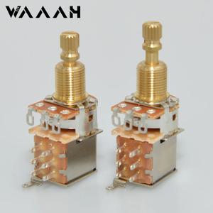 1pcs 기타 푸시/푸시 전위차계 A250K/B250K/A500K/B500K 황동 짧은 긴 분할 샤프트 새 버전 더 이상 당겨 가지 않음