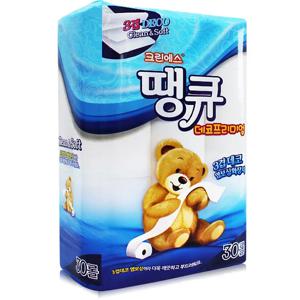 크린에스 땡큐 3겹 30롤 화장지 두루마리 휴지