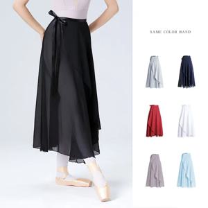 여성용 롱 시폰 랩 댄스 스커트, 요정 시폰 롱 발레 투투 원피스 댄스 의상, 성인 타이업 스커트