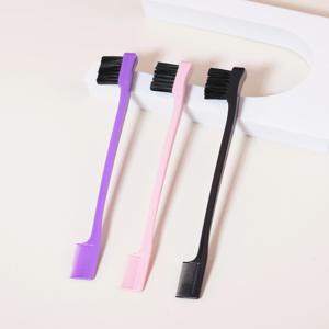 3pcs 헤어 빗 눈썹 브러시 빗 양면 가장자리 제어 버쉬 백 브러시 빗, 헤어 스타일링 도구 실제 머리 가발 전용