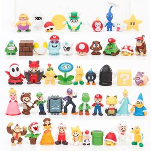 12Pcs/24Pcs/48Pcs 슈퍼 마리오 브라더스 액션 피규어 Kawaii Bowser 애니메이션 피규어 어린이 장난감 선물용 보관 가방 포함