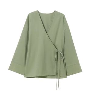 여성 질감 기모노 스타일 루즈핏 셔츠, 브이넥 튜닉, 멀티 컬러 단색, 심플 캐주얼 재킷 코트, 용수철 가을 신상
