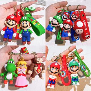 슈퍼 마리오 브라더스 키체인 액션 피규어 귀여운 만화 캐릭터 장난감 인형 모델 장식 어린이 생일 선물