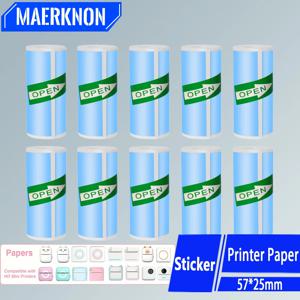 HD 미니 프린터 감열지 57*25MM 자체 접착 롤 종이 라벨 스티커 사진 무 잉크 인쇄 휴대용 프린터 컬러 용지