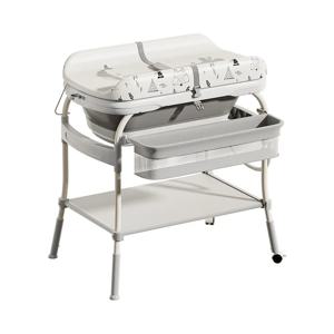 욕조가있는 아기 변경 테이블 접이식 유아용 기저귀 스테이션 보관함이있는 휴대용 롤오버 방지 디자인 기저귀 테이블