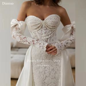 Dianruo Appliques 진주 웨딩 드레스 Sweetheart Modern Robe De Mariée 2025 레이스 A 라인 Maxi Vestido De Noiva Customized