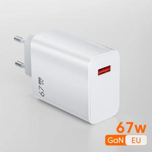 67W 10A USB GaN 충전기 고속 충전 어댑터 타입 C 케이블 EU/US/UK 플러그 아이폰 삼성 샤오미 화웨이용 퀵 충전기