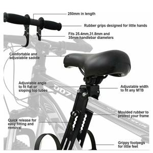 어린이 의자 분리형 전면 프레임 안전 핸들 바 어린이 안장 컴포트 어린이 자전거 좌석 아기 쿠션 도로 자전거