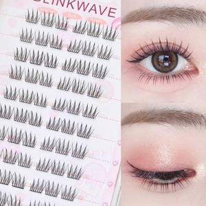 접착제 필요 없음 아이돌 인조 속눈썹 대용량 7-9mm 셀프 접착 속눈썹 핀셋 DIY 속눈썹 연장 클러스터 속눈썹