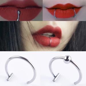 1Pc 스테인레스 스틸 가짜 코 링 고리, Septum 링 C 클립 립 링 가짜 코 피어싱 여성용 비 피어싱 바디 쥬얼리