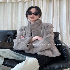 HDHOHR 2025 신상 천연 밍크 퍼 코트 여성용 리얼 밍크 퍼 코트 짧은 레저 밍크 퍼 고품질 여성용 따뜻한 겨울 재킷