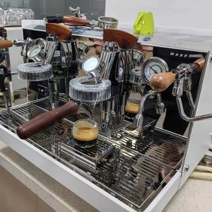 수동 변압기 E61 브루잉 헤드 에스프레소 커피 메이커 광택 스테인리스 스틸 2그룹 반자동 커피 머신