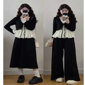 플러스 사이즈 우아하고 독특한 아름다운 세트 초가을 배 모양 투피스 세트 유행하는 캐주얼 워크 홈 데이트 여성 정장