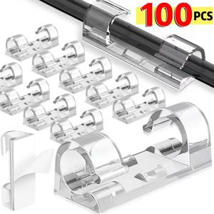 5-60개 케이블 클립 정리기 드롭 와이어 홀더 코드 관리 자가 접착식 책상 정리 케이블 매니저 고정 클램프 와이어 와인더