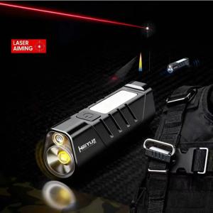 SKYRAY 레이저스트라이크 SM55 - 600LM 레드 레이저 EDC 플래시라이트 자석 베이스 캠핑 및 야간 내비게이션용