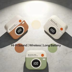 무선 블루투스 헤드폰 레트로 카메라 디자인 배터리 잔량 표시 음악 헤드폰 긴 배터리 수명