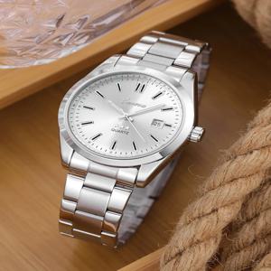 여성용 쿼츠 시계 스틸 밴드 디자인 캘린더 기능 일상 패션 액세서리 생일 선물 박스 없음