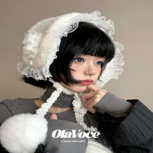 스위트 걸 레이스 엣지 따뜻한 귀 보호 귀마개 학생용 방한 야외 귀덮개 겨울용 귀 패드