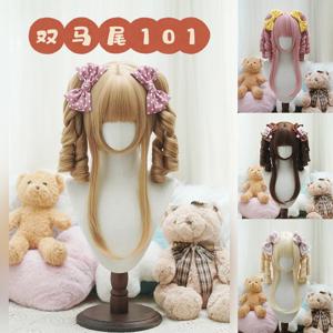 로리타 스타일 르네상스 더블 포니테일 가발 |   코스프레, 할로윈, 애니메이션 테마 파티를 위한 앞머리가 있는 내열성 합성 머리