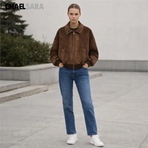 2026년 신상 고품질 봄 가을 여성 스웨이드 재킷 패션 턴다운 칼라 긴팔 여성 코트 탑