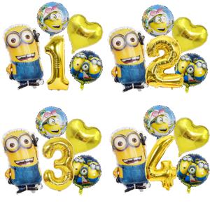 미니언즈 테마 남아 여아 생일 풍선 세트 숫자 풍선 세트 포일 풍선 생일 파티 용품 장식 베이비 샤워 선물