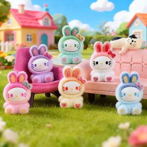 귀여운 플로킹 그라데이션 토끼 블라인드 박스 액세서리, 트렌디한 장난감, 블라인드 박스, 블라인드 백, 키체인, 데스크탑 생일 선물