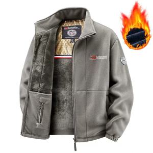 아웃도어 플러스 사이즈 남성용 가을 겨울 플리스 재킷 2026 유행 캐주얼 재킷 클래식 남성 스탠드 칼라 재킷