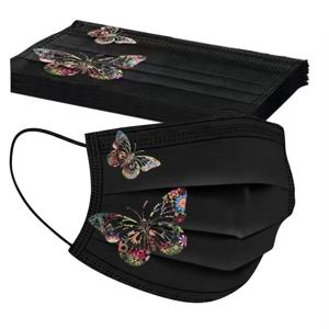 10pcs 다채로운 나비 인쇄 일회용 얼굴 마스크 3층 부직포 안티 먼지 마스크 피부 친화적인 통기성