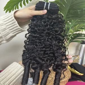 버마산 곱슬머리 번들 100% 인모 천연 딥 웨이브 생모 엮임 번들 더블 드로운 베트남 헤어 익스텐션