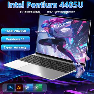 새로운 울트라 슬림 노트북 14.1인치 16GB RAM 2TB SSD 인텔 펜티엄 4405U 노트북 게이머 1920*1080 디스플레이 사무실 학습용 컴퓨터 PC