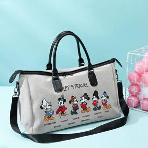 디즈니 미키 미니 야외 미키 마우스 만화 귀여운 캔버스 가방, 여성용 대용량 싱글 숄더 메신저 백, 신제품