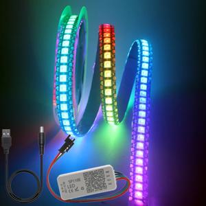 SP110E USB 블루투스 컨트롤러가 포함된 WS2812B Led 스트립 WS2812 30/60/144 픽셀/m RGB 개별적으로 주소 지정이 가능한 LED 조명 키트 DC5V