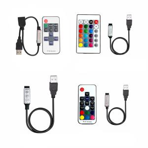 DC 5V USB LED 스트립 빛 RGB 단일 색상 컨트롤러 IR 블루투스 리모콘 RF 무선 리모콘 제어 LED 스트립 빛