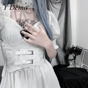 Y 데모 고딕 허리 스트랩 버클 Cummerbunds 여성 캐주얼 Pu 하네스 드레스 벨트