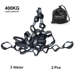 2개입 해먹 스트랩 로프 벨트 300cm 나무 걸이용 예비 부품 400KG 하중 야외 요가 캠핑 해먹 버클 포함