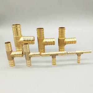 T 웨이 T 모양 황동 바브 파이프 호스 피팅 3 방향 커넥터, 4mm 5mm 6mm 8mm 10mm 19mm 호스 구리 탑 워터 튜브 피팅용