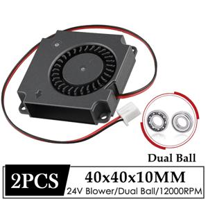 2Pcs Gdstime 40mm 터보 송풍기 DC 12V 24V 듀얼 볼 12000RPM 고속 라디에이터 40x40x10MM 3D 프린터 냉각 액세서리 팬