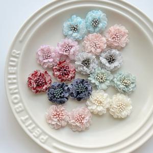 데이지 꽃 조각 스티커 DIY 레이스 국화 천, 꽃 헤어 의류, 신발 가방 액세서리, 웨딩 꽃, 3cm, 10 개