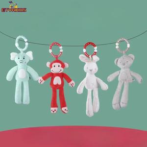 새로운 아기 딸랑이 모바일 유아 유아 장난감 유모차 침대 교수형 토끼 코끼리 어린이 침대 교수형 벨 플러시 장난감 0-12 개월 동안