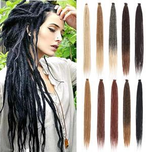 24인치 합성 Dreadlock 확장 10 루트/팩 히피 싱글 엔드 Dreads Ombre Loc 확장 레게 스타일 크로셰 헤어
