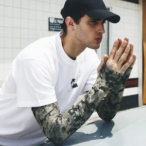 Uv 태양 팔 슬리브 남자 여름 위장 얼음 실크 긴 소매 야외 낚시 태양 보호 남자 스포츠 사이클링 팔 커버