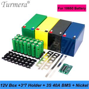 Turmera 12V 7Ah ~ 20Ah 배터리 보관함 3X7 18650 홀더 3S 40A BMS, 오토바이 용 용접 니켈 포함 납산 사용 교체