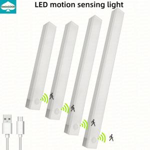 LED 모션 센서 라이트 무선 LED 야간 조명, C 타입 충전식 조명, 캐비닛 옷장 램프, 주방용 계단 백라이트