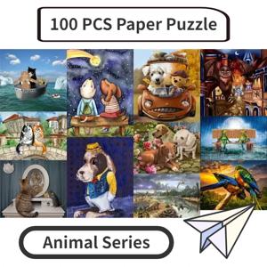 종이 직소 퍼즐 100 조각 동물, 성인 스트레스 해소, 어린이 교육 엔터테인먼트 장난감, 크리스마스 선물, 28.5x21.5cm
