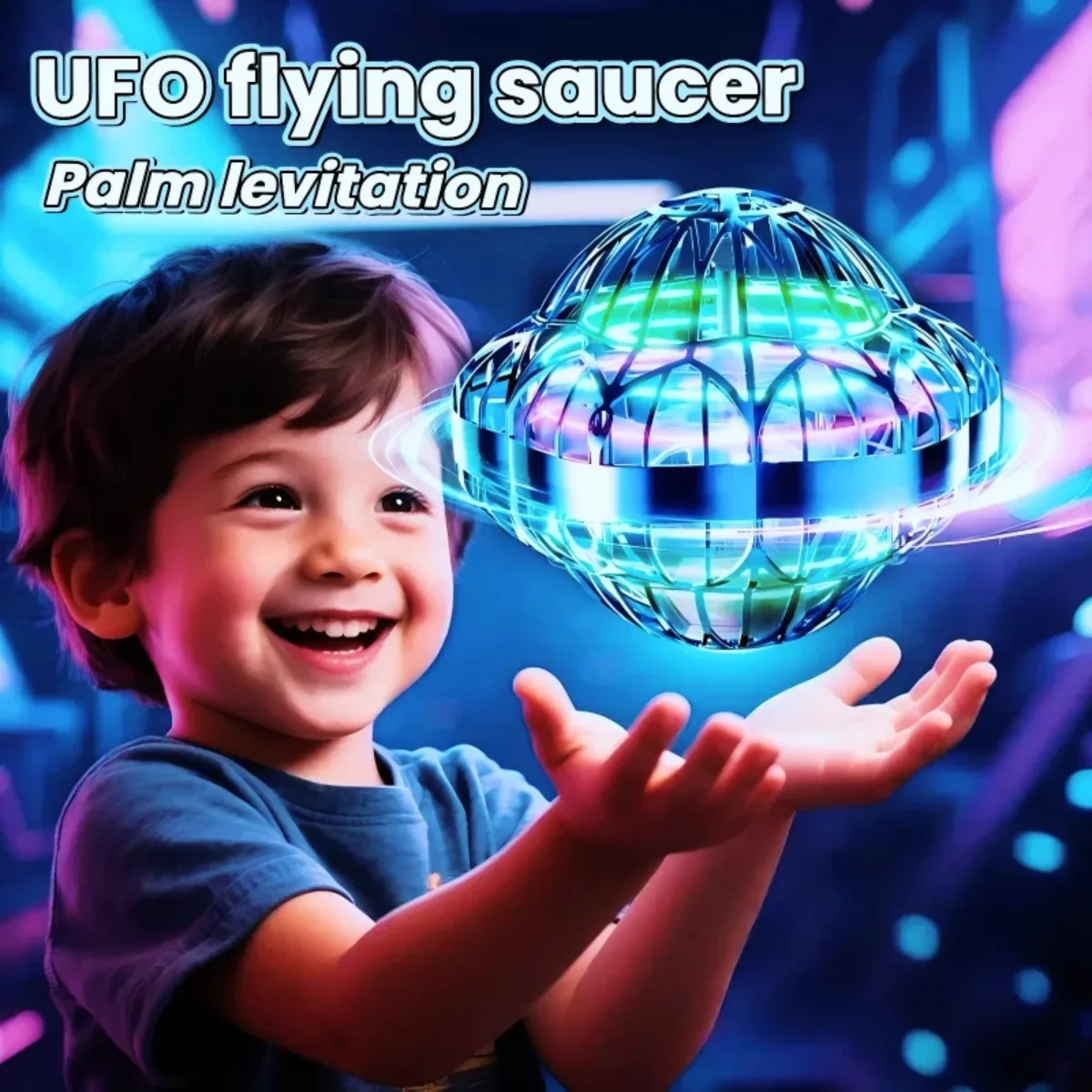 UFO 지능형 감지 플라잉 볼 호버링 접시 플로팅 볼 블랙 테크놀로지 손가락 끝 자이로 스코프 어린이 장난감