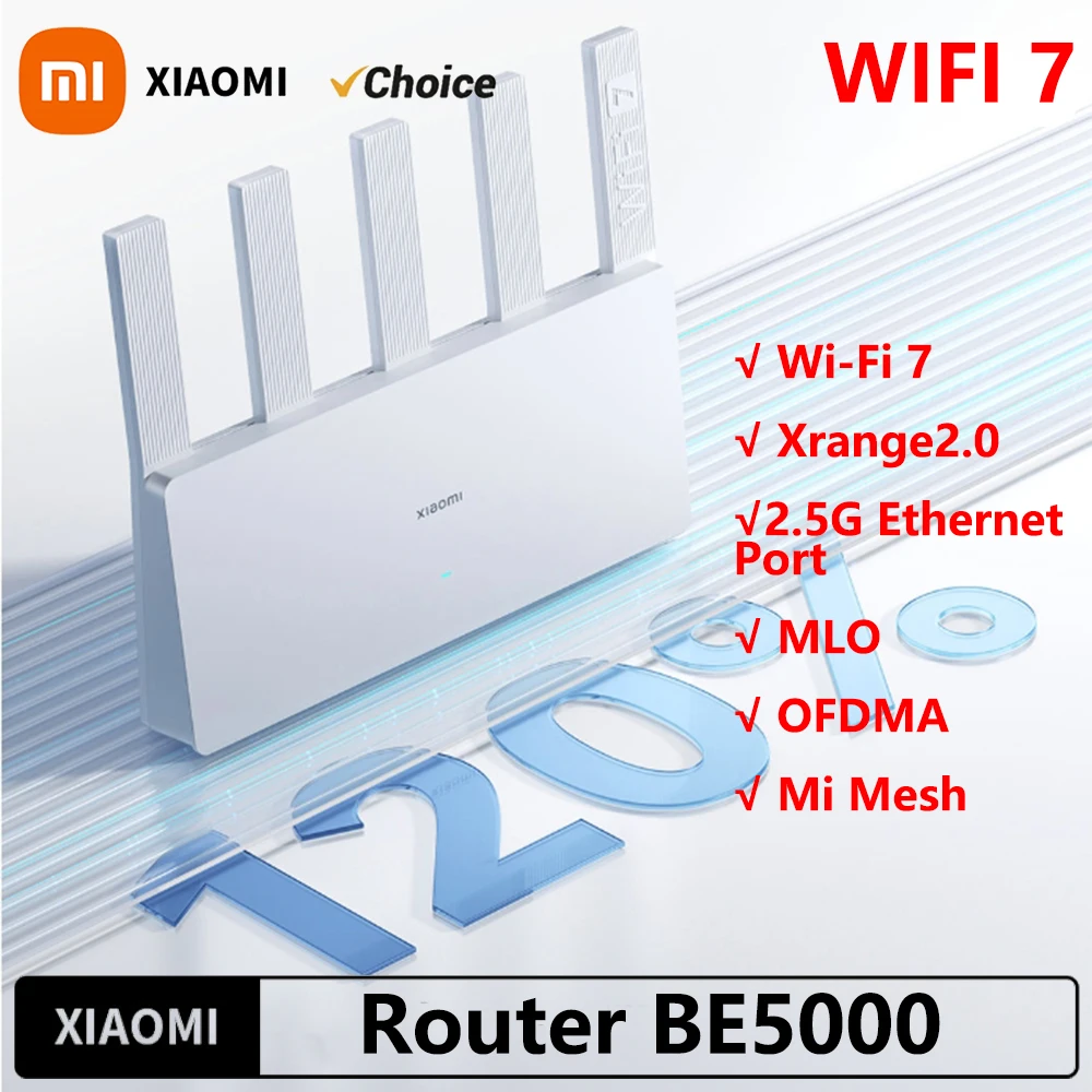 신형 샤오미 라우터 BE5000 WiFi 7 5011Mbps 2.5GHz 네트워크 포트 512MB 메모리 듀얼 광대역 액세스 네트워크 보안 보호 -CN