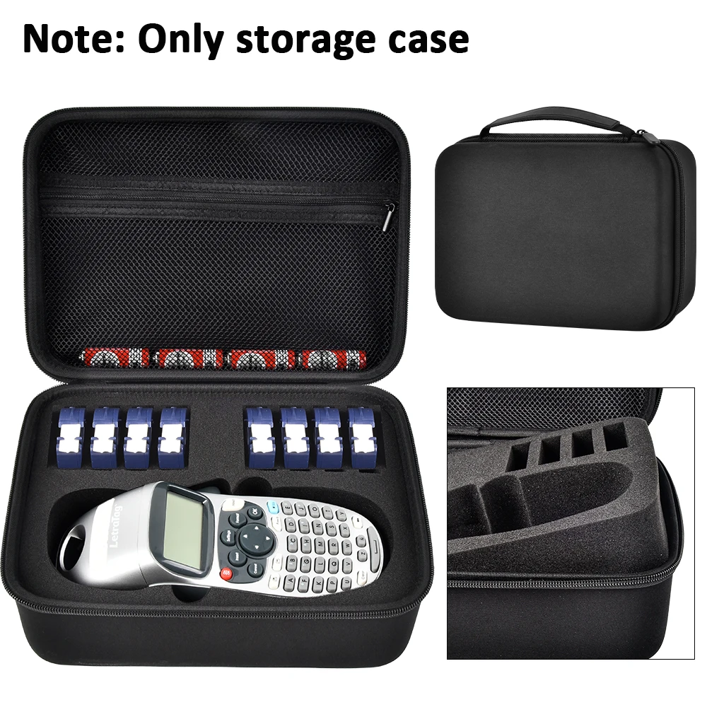 DYMO LetraTag LT-100H 라벨 메이커용 보호 케이스 - 편리한 메쉬 포켓으로 프린터, 라벨 테이프 및 액세서리를 보관할 수 있음