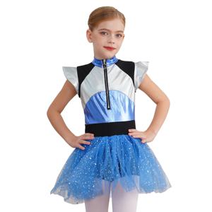 어린이 소녀 치어리딩 유니폼 치어리더 우주 비행사 의상 반짝이는 발레 튜튜 드레스 보디슈트 외계인 우주 로봇 코스프레 의상